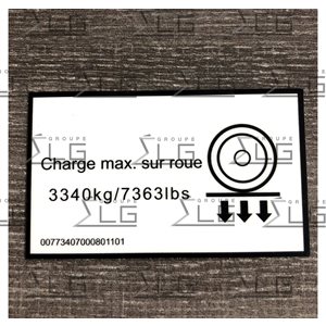 CHARGE MAX. SUR ROUE 3593KG / 7921LBS